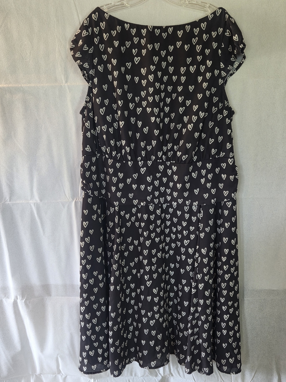eshakti Black Dress with White Heart Print - Midi Casual